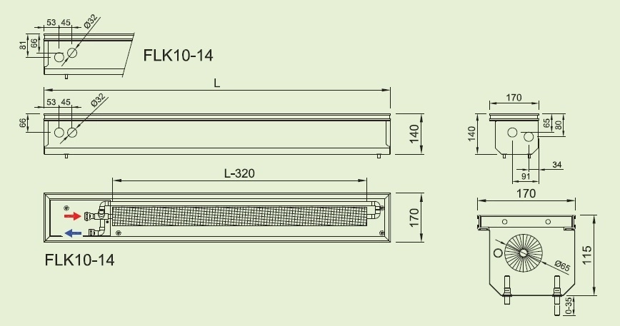 Convector de pardoseala ingropat ISAN ACTIV FLK10-14 1200